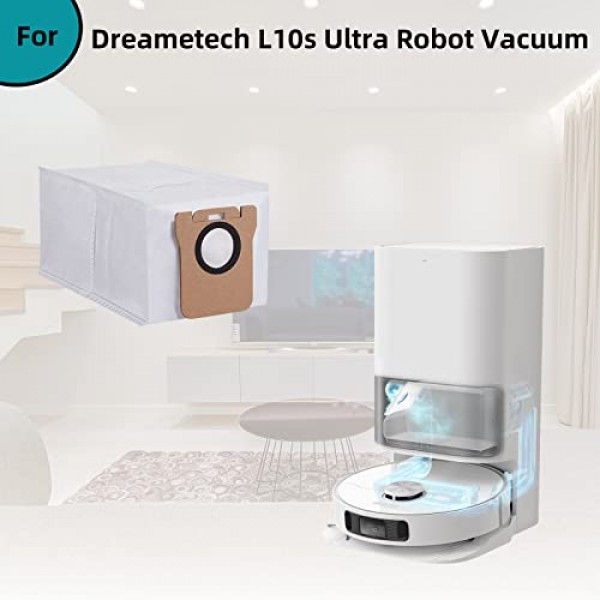 Dreametech L10s Ultra / L10 Ultra / L20 Ultra 로봇 진공 자체 비우기 베이스, 3L 대용량 자동 밀봉 교체 가방 액세서리 세트용 8팩 먼지 봉투