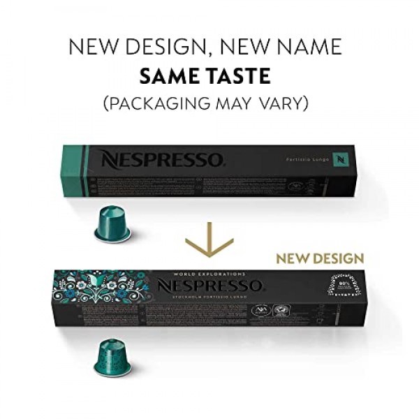 네스프레소 캡슐 OriginalLine, 모닝 룽고 블렌드 버라이어티 팩, 마일드, 미디엄, 다크 로스트 커피, 에스프레소 커피 포드 50개, 맥주 3.7온스(오리지널라인 전용)