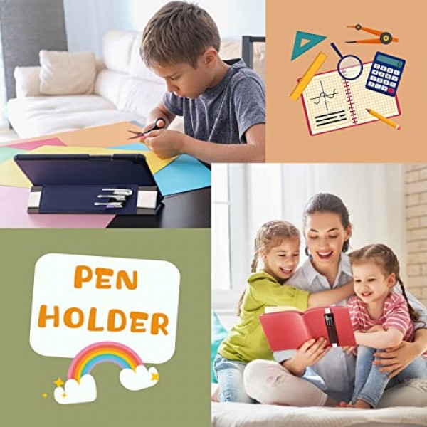 Clabby 4 조각 노트북 탄성 스트랩 밴드 용 조정 가능한 펜 홀더 선물용 하드 커버 저널 용 PU 가죽 펜 슬리브 파우치, 8-1.5 인치 (녹색, 생강, 빨간색, 네이비 블루)