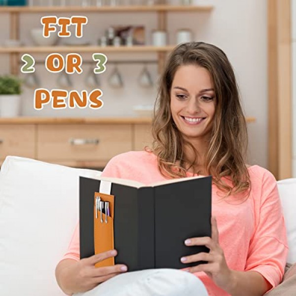 Clabby 4 조각 노트북 탄성 스트랩 밴드 용 조정 가능한 펜 홀더 선물용 하드 커버 저널 용 PU 가죽 펜 슬리브 파우치, 8-1.5 인치 (녹색, 생강, 빨간색, 네이비 블루)