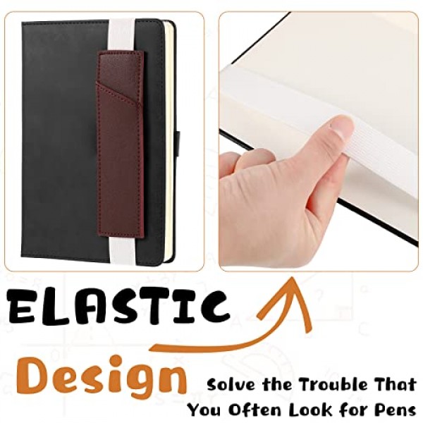 Clabby 4 조각 노트북 탄성 스트랩 밴드 용 조정 가능한 펜 홀더 선물용 하드 커버 저널 용 PU 가죽 펜 슬리브 파우치, 8-1.5 인치 (녹색, 생강, 빨간색, 네이비 블루)