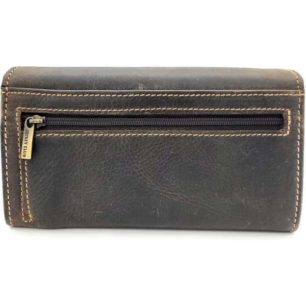 RFID 보호 기능이 있는 정품 가죽 여성용 지갑, 긴 소가죽 Jockey Club Toro 브라운