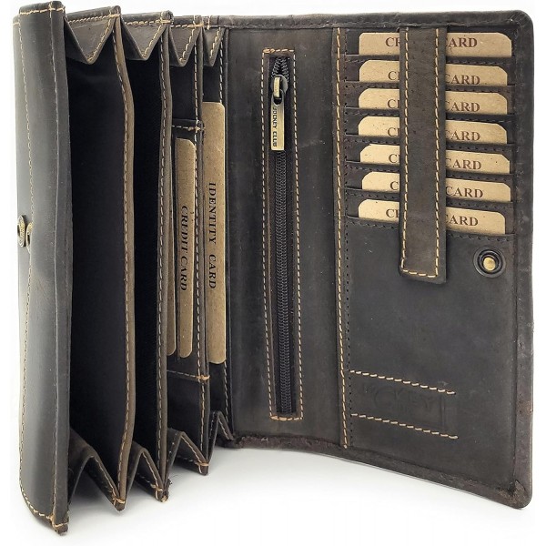 RFID 보호 기능이 있는 정품 가죽 여성용 지갑, 긴 소가죽 Jockey Club Toro 브라운