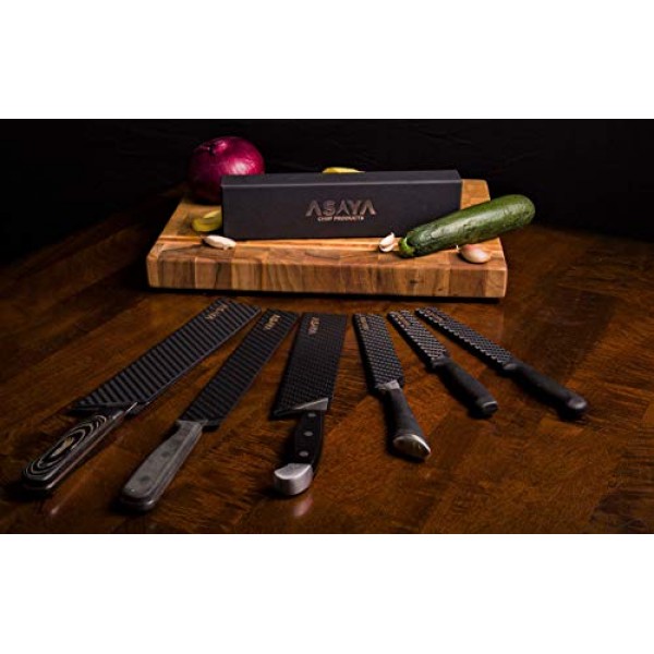 Asaya 프로페셔널 나이프 엣지 가드 - 범용 블레이드 커버 - 추가 강도, ABS 플라스틱 및 BPA 프리 펠트 라이닝, 무독성 및 식품 안전 - 나이프는 포함되지 않음(6개)