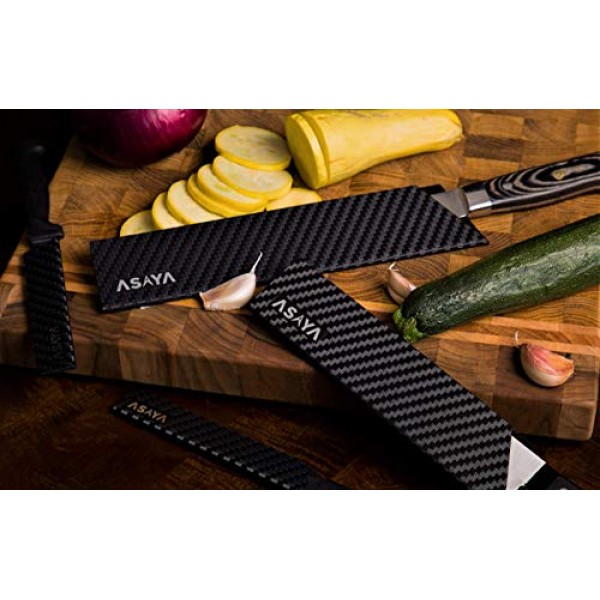 Asaya 프로페셔널 나이프 엣지 가드 - 범용 블레이드 커버 - 추가 강도, ABS 플라스틱 및 BPA 프리 펠트 라이닝, 무독성 및 식품 안전 - 나이프는 포함되지 않음(6개)