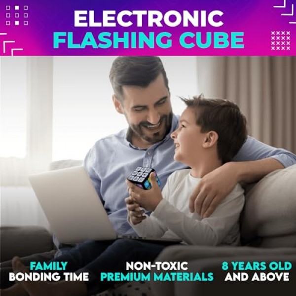 Toysery 플래싱 큐브 전자 메모리 및 두뇌 게임. 7-in-1 STEM 및 휴대용 학습. 8세 이상