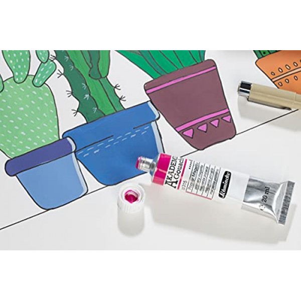 Schmincke - AKADEMIE® 구아슈, 10 x 2,03 fl oz / 60 ml 튜브, 72 210 097, 판지 세트에 미세한 구아슈 튜브 10개, 불투명, 무광택 및 강렬한 색상, 높은 내광성