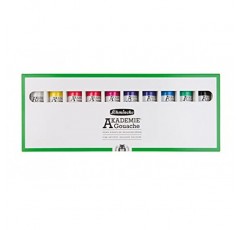 Schmincke - AKADEMIE® 구아슈, 10 x 2,03 fl oz / 60 ml 튜브, 72 210 097, 판지 세트에 미세한 구아슈 튜브 10개, 불투명, 무광택 및 강렬한 색상, 높은 내광성