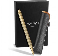 Caran d'Ache ECRIDOR LIGHTS 한정판 골드 볼펜 & 가죽 케이스 세트
