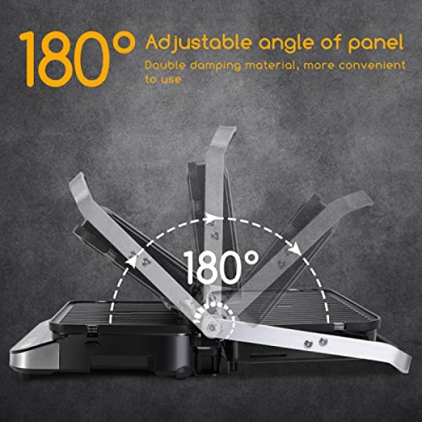 Taylor Swoden 10 in 1 파니니 프레스 샌드위치 메이커, 1600W 전기 실내 그릴, 붙지 않는 양면 플레이트, LED 터치 스크린, 독립 온도 조절 장치, 180도 열림, 스테인리스 스틸