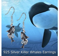 POPLYKE Killerwal Orca 오션 귀걸이 여성용 925 스털링 실버 매달려 드롭 저자 극성 귀걸이 보석 생일 선물