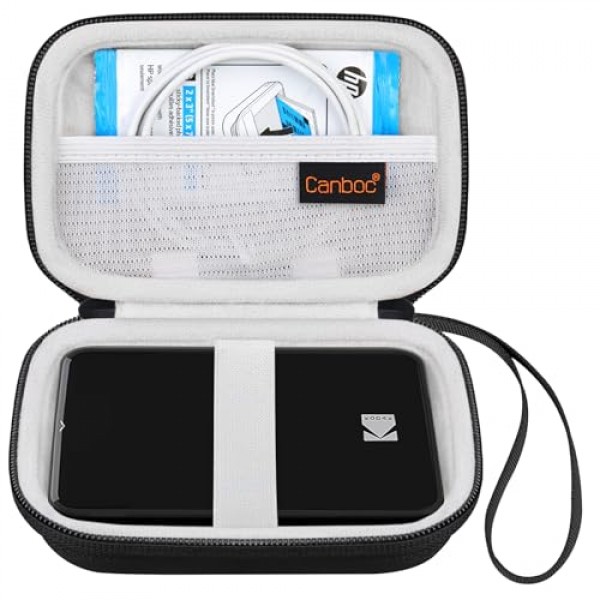 KODAK Step/Kodak Step 슬림 인스턴트 모바일 포토 미니 프린터용 Canboc 휴대용 케이스, 인화지 및 USB 케이블에 맞는 메쉬 포켓, 검정색(케이스만 해당)