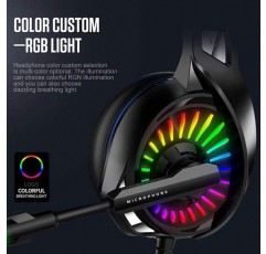 PS4용 WZTO 게임용 헤드셋, 마이크가 있는 Xbox One 게임용 헤드폰 스테레오 서라운드 베이스 사운드 LED 조명이 있는 3.5mm 인터페이스 Nintendo Switch 모바일 컴퓨터용 전문 헤