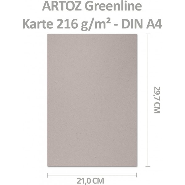 ARTOZ 15x 공예 카드 DIN A4 - 색상: 너도밤나무(밝은 회색/밝은 갈색) - 21 x 29.7cm - 216g/m² - 접힌 부분이 없는 단일 카드 - 두꺼운 공예 용지 - Green-Line 시리즈 15x A4 공예 상자