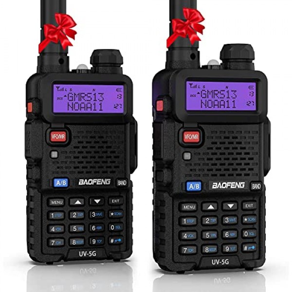 BAOFENG UV-5G (UV-5X) GMRS 라디오, NOAA 날씨 수신 및 스캐닝 기능을 갖춘 장거리 충전식 양방향 라디오, 성인용 GMRS 휴대용 라디오, Chirp 지원, 2팩