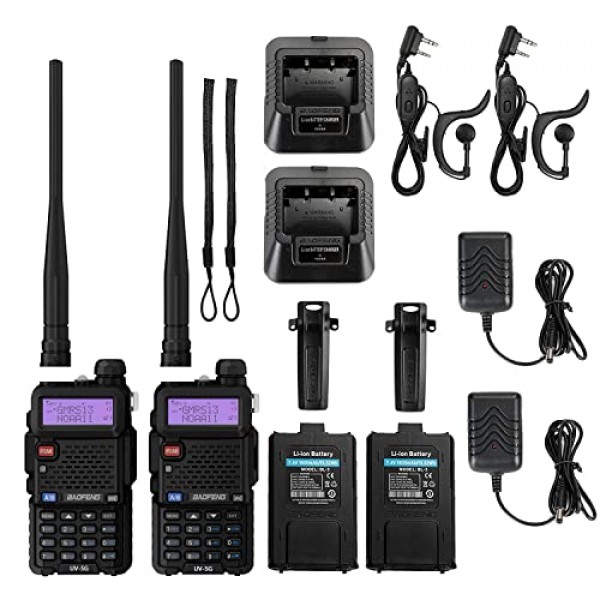 BAOFENG UV-5G (UV-5X) GMRS 라디오, NOAA 날씨 수신 및 스캐닝 기능을 갖춘 장거리 충전식 양방향 라디오, 성인용 GMRS 휴대용 라디오, Chirp 지원, 2팩