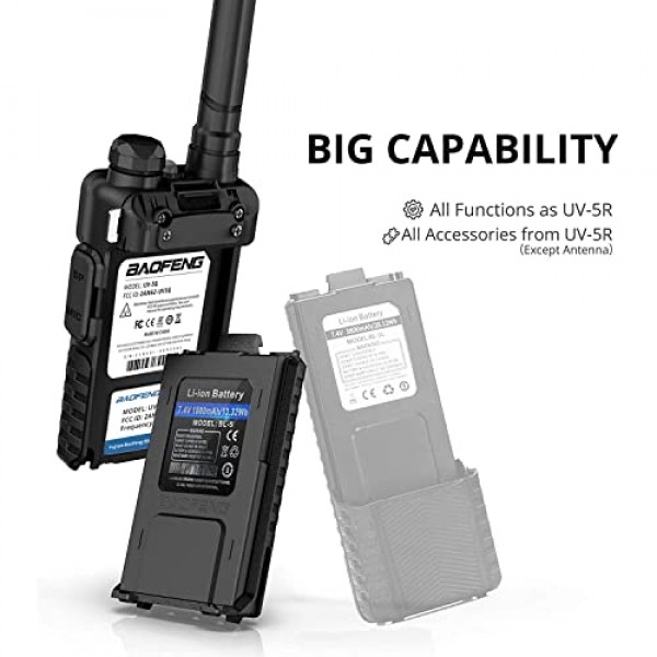 BAOFENG UV-5G (UV-5X) GMRS 라디오, NOAA 날씨 수신 및 스캐닝 기능을 갖춘 장거리 충전식 양방향 라디오, 성인용 GMRS 휴대용 라디오, Chirp 지원, 2팩