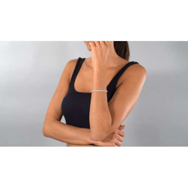 Trendor 팔찌 925 실버 완두콩 패턴 실버 팔찌 남성 및 여성, 실버 주얼리, 팔찌 여성 및 남성, 실버 팔찌, 선물 아이디어 78957