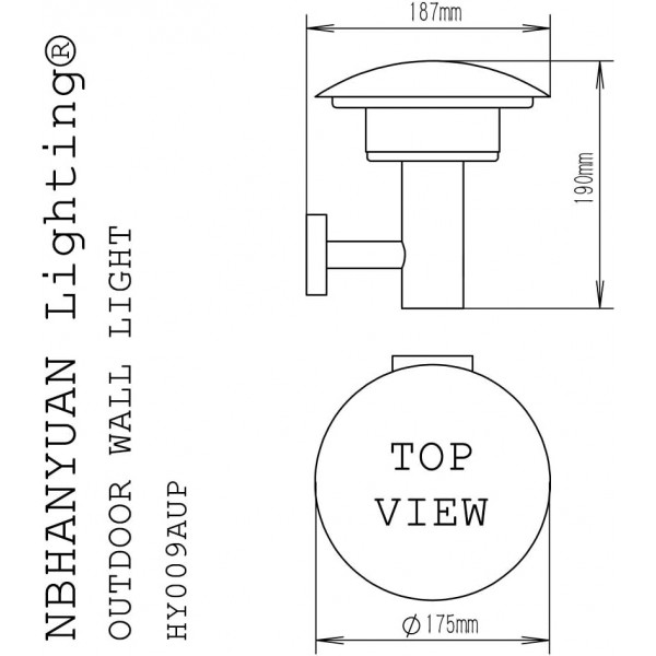 NBHANYUAN Lighting® 외부 조명 LED 실외 벽 조명기구 외부 조명 비바람에 견디는 3000K 베란다 용 따뜻한 흰색 1000LM(PIR 없음) PIR 센서 없음 Pir 없음 검정