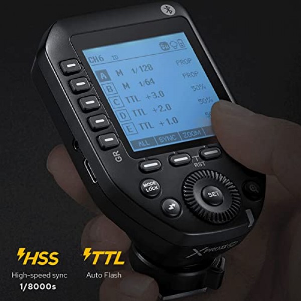 Godox XProII XProII-S Sony TTL 무선 송신기 2.4G HSS 1/8000S Bluetooth 연결용 XProIIS 플래시 트리거, Sony 카메라용 새로운 핫슈 잠금 대형 스크린 트리거(XPro Xpro-S 업그레이드)