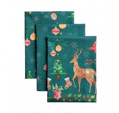 Maison d' Hermine Hygge 크리스마스 100% 면 다용도 주방 타월 3개 세트 | 바 타월 | 추수감사절/크리스마스(50cm x 70cm)