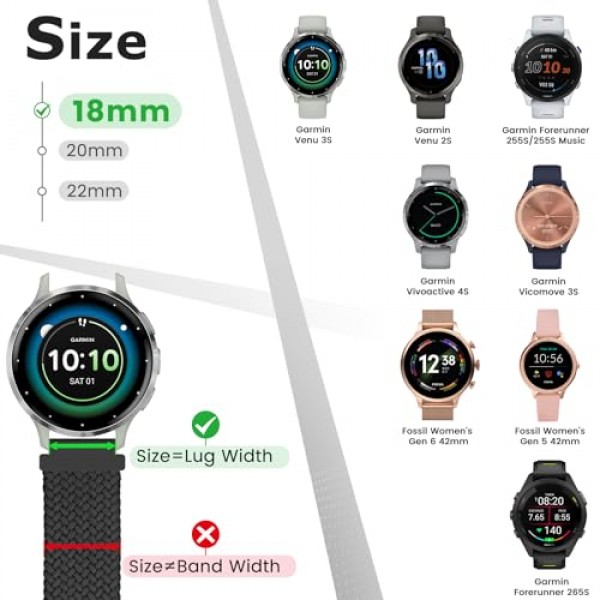 Acortjl 브레이드 솔로 루프 시계 밴드 - 폭 -18mm 20mm 22mm 선택, 퀵 릴리스 브레이드 교체 손목밴드 남성 여성용 나일론 신축성 있는 시계 스트랩,4PCS