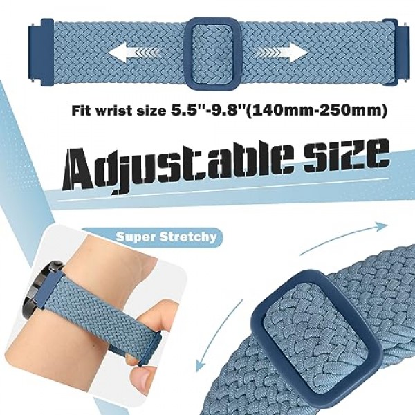 Acortjl 브레이드 솔로 루프 시계 밴드 - 폭 -18mm 20mm 22mm 선택, 퀵 릴리스 브레이드 교체 손목밴드 남성 여성용 나일론 신축성 있는 시계 스트랩,4PCS