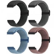 Acortjl 브레이드 솔로 루프 시계 밴드 - 폭 -18mm 20mm 22mm 선택, 퀵 릴리스 브레이드 교체 손목밴드 남성 여성용 나일론 신축성 있는 시계 스트랩,4PCS