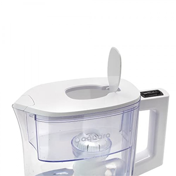 Aquara® 울트라 슬림 5컵 정수 필터 투수(표준 필터 1개, BPA 없음, WQA 인증, 구리, 수은, 염소 등 감소) – 소형, 흰색