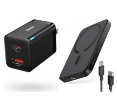 MagSafe 휴대용 충전기용 Baseus 30W 듀얼 포트 USB C PD 충전기 블록 및 Baseus