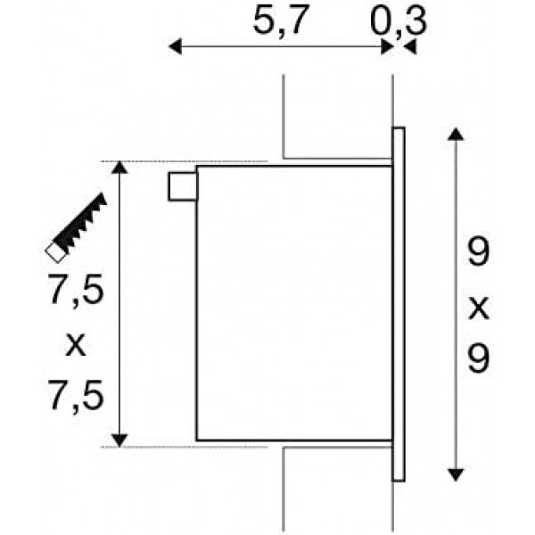 Linear Profile 2713용 SLV GLENOS Cover 200 / 내부 조명, LED, 매입형 벽 조명, 천장 스폿 / 3000K 1W 40lm 회색, 알루미늄, 1W