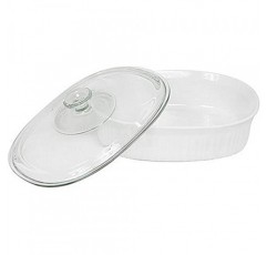CorningWare 2-1/2쿼트 타원형 캐서롤 접시(유리 뚜껑 포함)