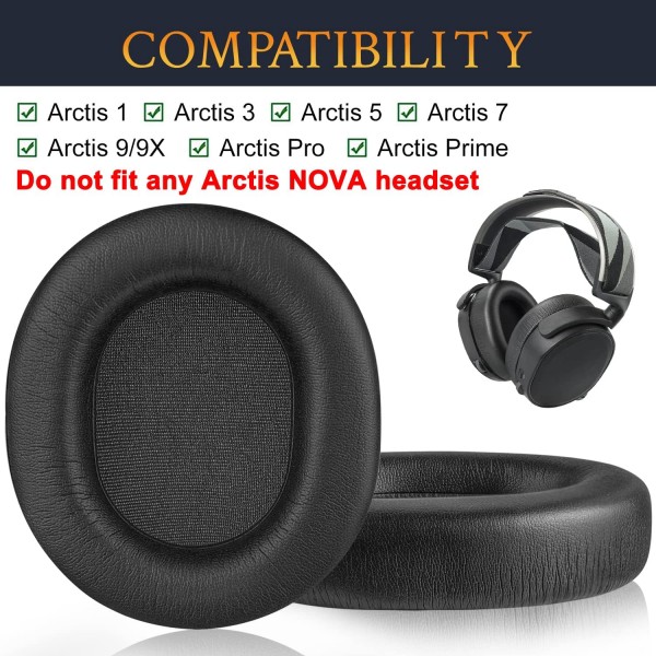 SteelSeries Arctis 1/Arctis 3/Arctis 5/Arctis 7/Arctis 7P/Arctis 9X/Arctis Pro/Arctis Prime 헤드폰, 소음 차단 폼 단백질 가죽 블랙 단백질 가죽용 SOULWIT 전문 교체용 이어 패드