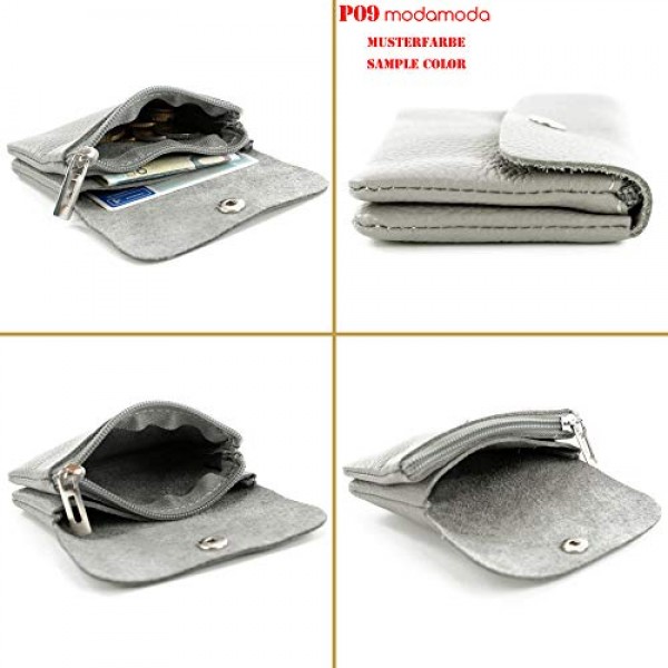 modamoda de - P09 - 이탈리아 가죽 여성용 지갑, 스몰, 앤틱 골드 메탈릭