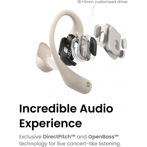 SHOKZ OpenFit True Wireless 이어버드(TWS), Open Ear Bluetooth 무선 헤드폰, OpenBass 알고리즘을 사용한 뛰어난 오디오 성능, 28시간 작동 시간, 사무용/레저/스포츠용 동반자, 베이