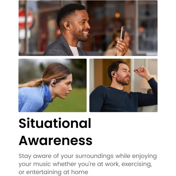 SHOKZ OpenFit True Wireless 이어버드(TWS), Open Ear Bluetooth 무선 헤드폰, OpenBass 알고리즘을 사용한 뛰어난 오디오 성능, 28시간 작동 시간, 사무용/레저/스포츠용 동반자, 베이