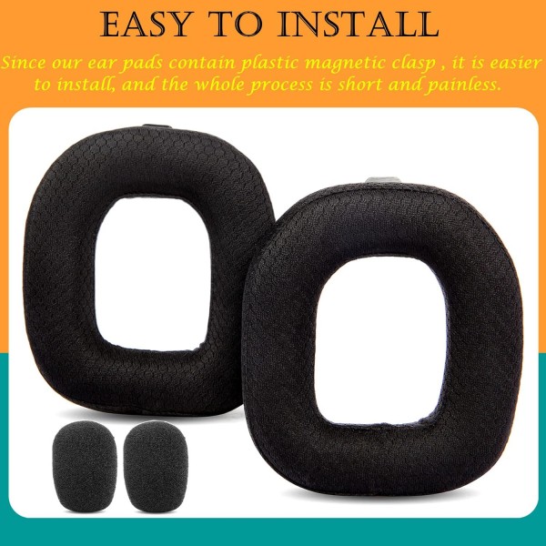 TaiZiChangQin A40TR 업그레이드 이어 패드 Astro A40TR A40 TR 게임용 헤드폰과 호환되는 마이크 폼 교체(검은 천 이어패드)