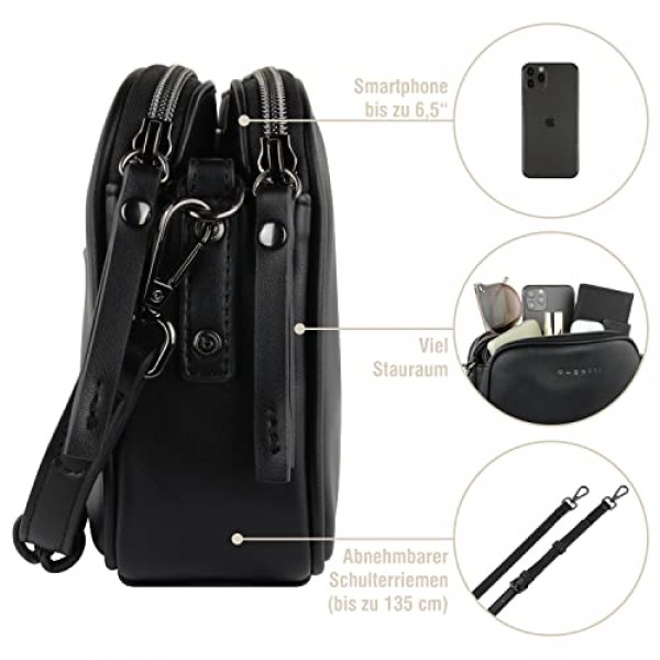 Bugatti Almata 여성용 소형 숄더백 우아한 숄더백, 블랙