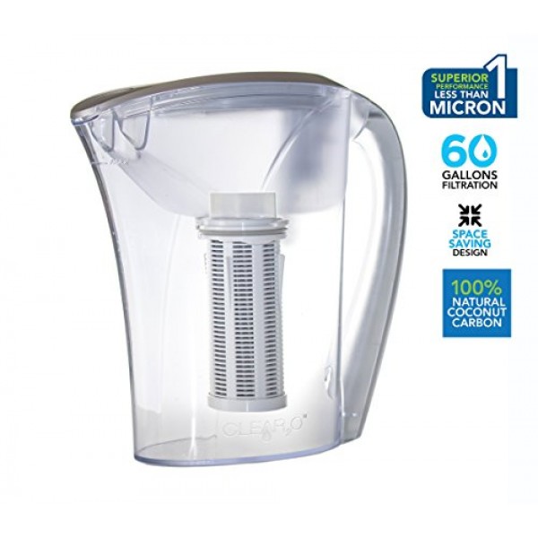 Clear2O 고급 중력 정수 필터 피처, 48온스, 실버