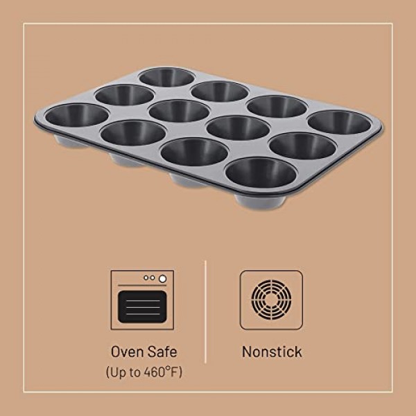 de Buyer 붙지 않는 머핀 몰드 - 최대 12개의 머핀 및 컵케이크 굽기 - 사용하기 쉽고 깨끗함 - PFOA 없음