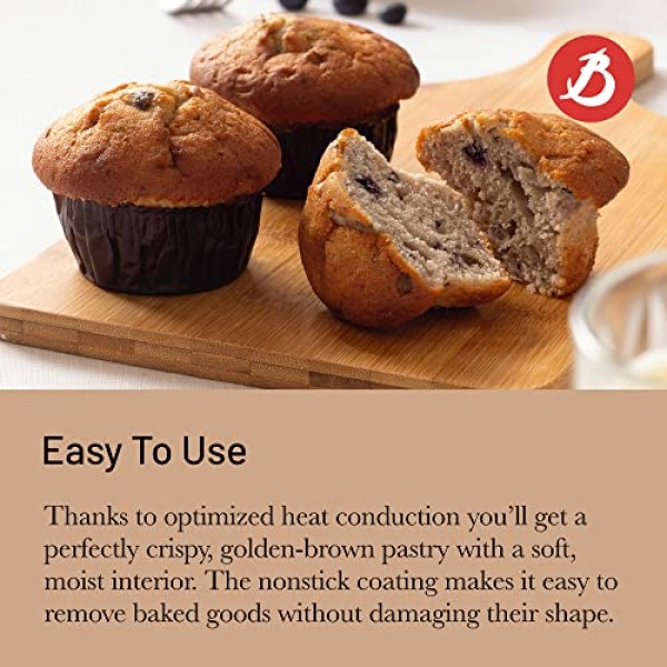 de Buyer 붙지 않는 머핀 몰드 - 최대 12개의 머핀 및 컵케이크 굽기 - 사용하기 쉽고 깨끗함 - PFOA 없음
