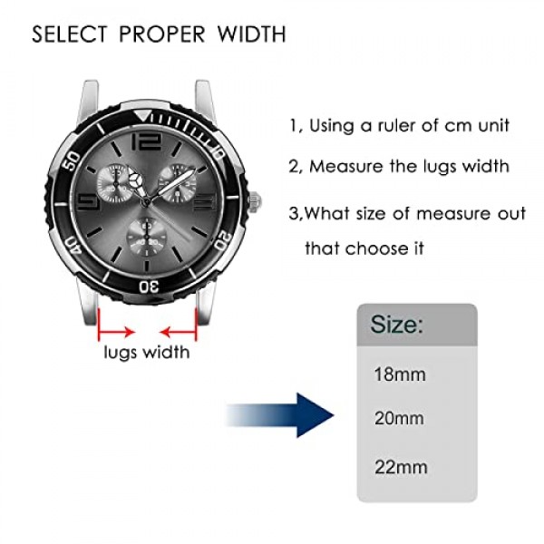BISONSTRAP 실리콘 시계 밴드, 퀵 릴리스가 있는 슬림 시계 스트랩, 16mm 17mm 18mm 20mm 22mm 선택 가능