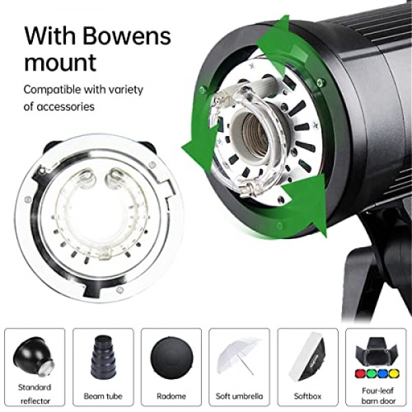 Godox 800Ws 2팩 SK400II 2.4G 스튜디오 스트로브 플래시 라이트 키트, GN65 5600K 모노라이트 Bowens 마운트 플래시(XT-16 송신기, 소프트박스, 라이트 스탠드, 반사경, 우산, 휴대