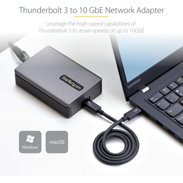 StarTech.com Thunderbolt 3 - 이더넷 어댑터, 10GbE, 멀티 기가비트, Thunderbolt 3 - RJ45 네트워크 어댑터, 10GBASE-T/5-2.5GBASE-T NIC, 10G 네트워크 어댑터(TB3 인증 케이블 포함), Win/Mac(TB31
