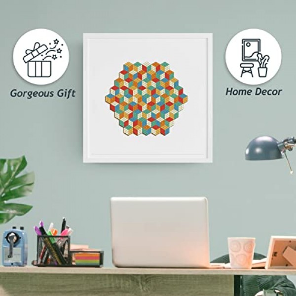 큐브 나무 직소 퍼즐 - 성인을 위한 복고풍 스타일의 재미있는 도전 게임 13.1' x 11.7' - GEMTURT PUZZLE의 독특한 모양 279개