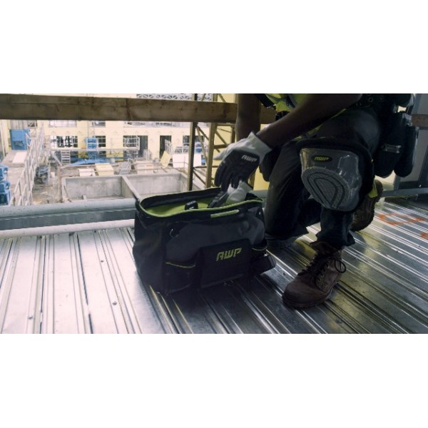 간편한 도구 접근을 위한 회전 손잡이가 있는 AWP 18인치 Pro 도구 토트, 방수 구조