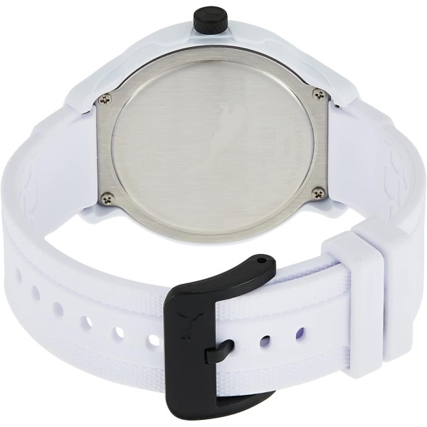 PUMA Men's Watches Reset, 43MM 케이스 사이즈, Three Hand Movement, 폴리우레탄 스트랩 화이트