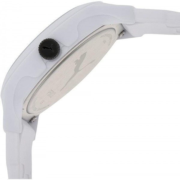 PUMA Men's Watches Reset, 43MM 케이스 사이즈, Three Hand Movement, 폴리우레탄 스트랩 화이트