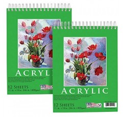 미국 미술 용품(패드 2개 팩) - 11 x 14 프리미엄 초중량 아크릴 그림 종이 패드, 246파운드(400gsm), 나선형 제본, 12매 패드