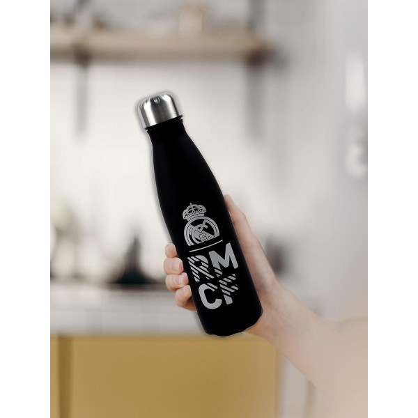 CYPBRANDS 레알 마드리드 스테인리스 이중벽 밀폐형 물병 500ml 공식 상품 (CyP Brands) B-68-RM 블랙 원사이즈